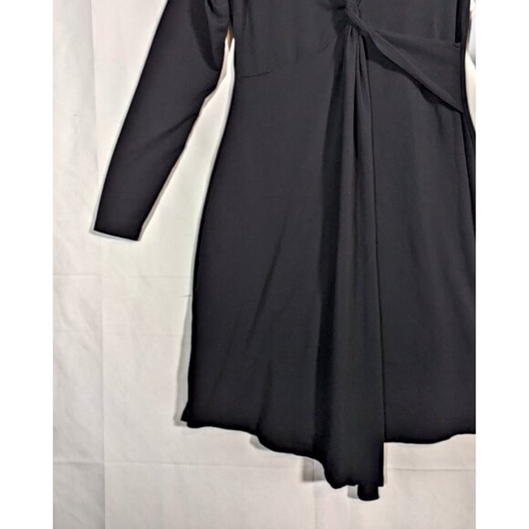 Mod-O-Doc Long Sleeve Wrap Dress Women's M Tie Front Stretch Knee Length - Black - Picture 6 of 8